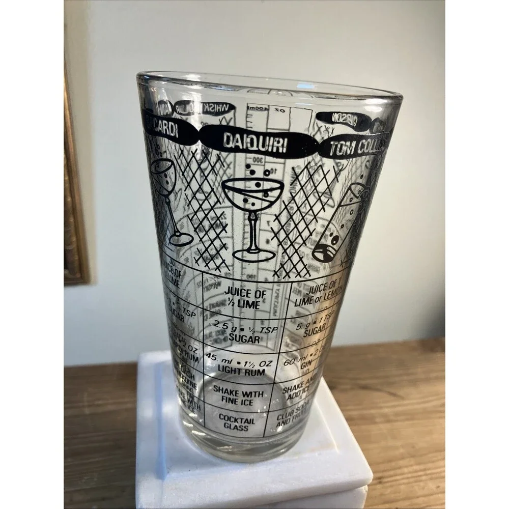 VTG 50’s Irvinware USA Party Barware Drink Recipe Cocktail Mixer Shaker Glass 6”